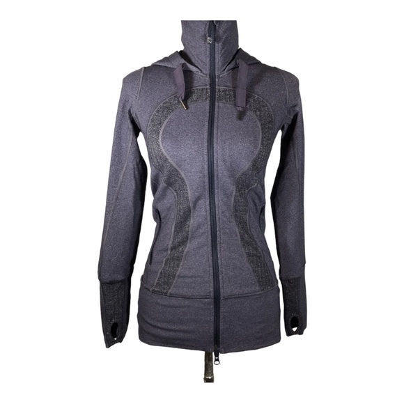 lululemon athletica Tops - Lululemon Athletica 2 Stride Hooded Jacket Heathered Royalty Sz 6